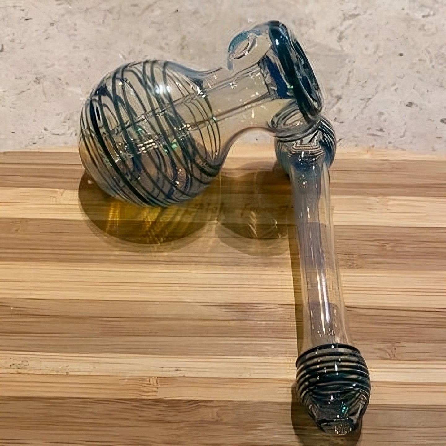 Sidecar Bubbler Water Pipe 6" Striped Green White and Black Accents By SMG